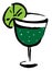 Saint Patrick green hand drawn line art vector cocktail glass.