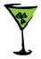 Saint Patrick green Martini Manhattan hand drawn line art cocktail.