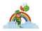 Saint patrick lemprechaun with balloons helium and rainbow