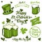 Saint Patrick lettering and illustration set