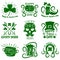 Saint Patrick logos set of clover leaf and Leprechaun symbols