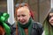 Saint Patrick`s Day celebration in Moscow. Women in carnival costume