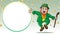 Saint Patrick`s Day leprechaun dancing among gold coins retail sale