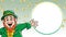 Saint Patrick`s Day leprechaun shouting message among gold coins retail sale