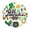 Saint patrick`s day lettering design with some objects surrounded