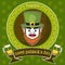 Saint Patrick`s day lucky leprechaun art with clovers background