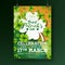 Saint Patrick`s Day Party Flyer Illustration with Clover and Typography Letter on Abstract Background. Vector Irish