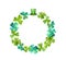 Saint Patrick wreath - trefoil leaves, green hat. Watercolor round frame