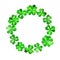 Saint Patrick wreath - trefoil leaves. Watercolor round border