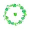 Saint Patrick wreath - trefoil leaves. Watercolor round border