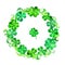 Saint Patrick wreath - trefoil leaves. Watercolor round border