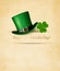 Saint Patricks Day background with clove leaf and