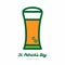 Saint Patricks day beer glass, pint mug, tankard vector icon. Orange green line art flat icon for logo, sign, button