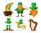 Saint Patricks Day cartoon leprechaun, shamrock,