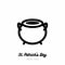 Saint Patricks day cauldron, magic pot vector icon. Black white line art flat icon for logo, sign, button