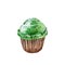 Saint Patricks day cupcake, watercolor illustration in hand-drawn style isolated.