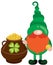 Saint Patricks Day gnome with pot full of gold coins