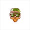 Saint Patricks Day greeting card. Irish Leprechaun with green hat, red mustache, red beard and funky hipster sunglasses