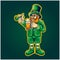 Saint patricks day leprechaun beer glass cartoon logo illustrations