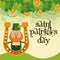 Saint patricks day leprechaun with horseshoe gold lettering poster