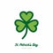 Saint Patricks day lucky clover, shamrock, trefoil vector icon. Green art flat icon for logo, sign, button