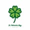 Saint Patricks day lucky clover, shamrock, trefoil vector icon. Green art flat icon for logo, sign, button