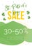 Saint Patricks Day offer, green template for holiday or business. Abstract shapes background with clovers