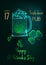 Saint Patricks Day party invitation flyer with glow low poly beer mugs, shamrock and text on green