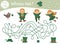 Saint Patrickâ€™s Day maze for children. Preschool Irish holiday activity. Spring game with cute leprechaun and fairy. Whose hat