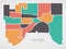 Saint Paul Minnesota Map with neighborhoods and modern round shapes