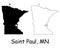 Saint Paul Minnesota MN State Border USA Map