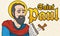 Saint Paul Portrait with Writings in Paper and Sword, Vector Illustration