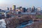 Saint paul riverfront and skyline at sundown