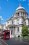 Saint Pauls Cathedral London with a red bus