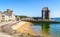 The Saint-Pere beach and Solidor tower in Saint-Malo, France