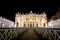 Saint Peter Basilica in Vatican City illuminated by night, masterpiece of Michelangelo and Bernini