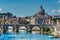 Saint Peter`s dome seen from Tiber river