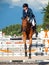 SAINT PETERSBURG-JULY 05: Rider Aleksandr Belekhov on Coyote Ugly 2 in the CSI3*-W/CSIYH1* International Jumping Grand Prix FEI W