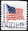 Saint Petersburg, Russia - April 01, 2020: Postage stamp issued in the United States with the image of the Fort McHenry flag,