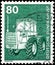 Saint Petersburg, Russia - April 21, 2020: Postage stamp printed in the Federal Republic of Germany with the image of the Tractor