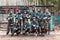 Saint-Petersburg, Russia - April 24, 2016: Paintball tournament in Snaker club between student teams from five universities.