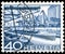 Saint Petersburg, Russia - April 30, 2020: Postage stamp issued in the Switzerland with the image of the Rhine Harbor Basel. From