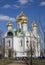 SAINT-PETERSBURG, RUSSIA - MAY 07, 2017:Orthodox Catherine`s Cathedral in Pushkin town Tsarskoye Selo