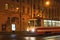 SAINT PETERSBURG, RUSSIA - NOVEMBER 03, 2014: Night tram in the center Saint Petersburg between 1924 and 1991 named Leningrad.