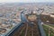 Saint-Petersburg. Russia. Panorama of St. Petersburg city at summer sunset. Engineering castle top view. Mikhailovsky castle.