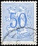 Saint Petersburg, Russia - September 18, 2020: Postage stamp issued in Belgium the image of the Number 50 on Heraldic Lion, circa
