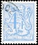 Saint Petersburg, Russia - September 18, 2020: Postage stamp issued in Belgium the image of the Number on Heraldic Lion, circa