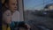 In Saint-Petersburg, Russia in train rides a young mother with a son and looking out the window