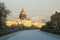 Saint-Petresburg.Russia. View of Moyka river and Isaacâ€™s Cathedral