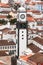 Saint Sabastian church with clock tower in Ponta Delgada on Sao Miguel Island in Azores, Portugal, 26 april 2017